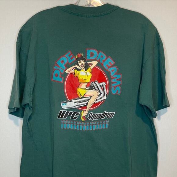 Vintage 90's “Pipe Dreams” HPC Squadron Pin Up Girl Single Stitch T-Shirt XL - Picture 1 of 8